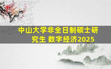 中山大学非全日制硕士研究生 数字经济2025